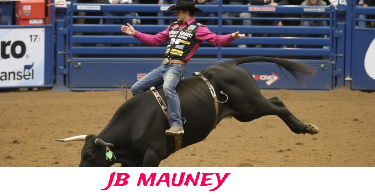 JB Mauney riding a bull during a professional rodeo competition