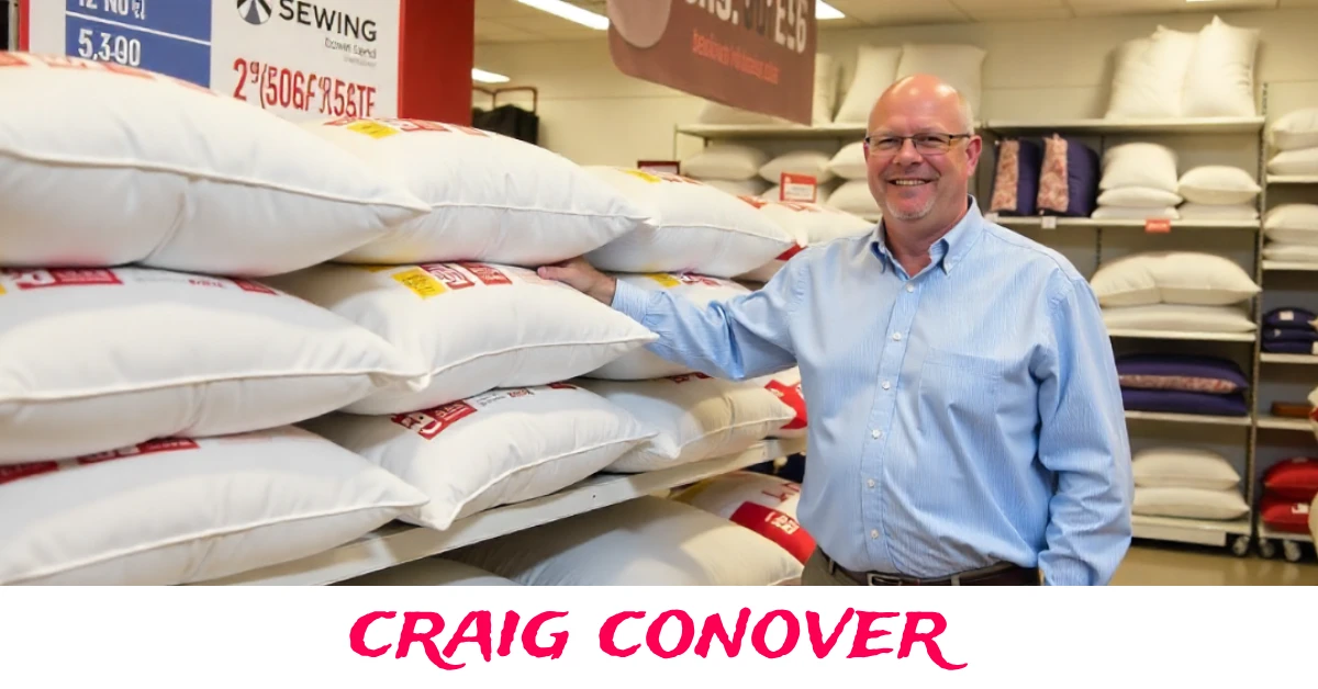 Craig Conover posing with Sewing Down South products and Southern Charm cast members