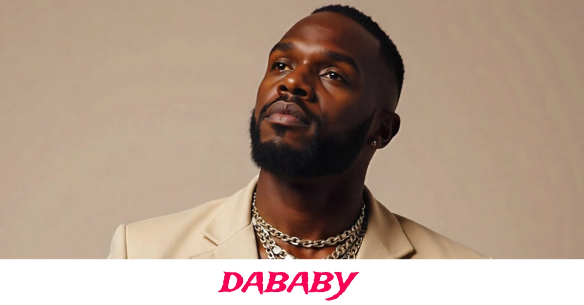 DaBaby performing live at concert with energetic hip-hop stage presence