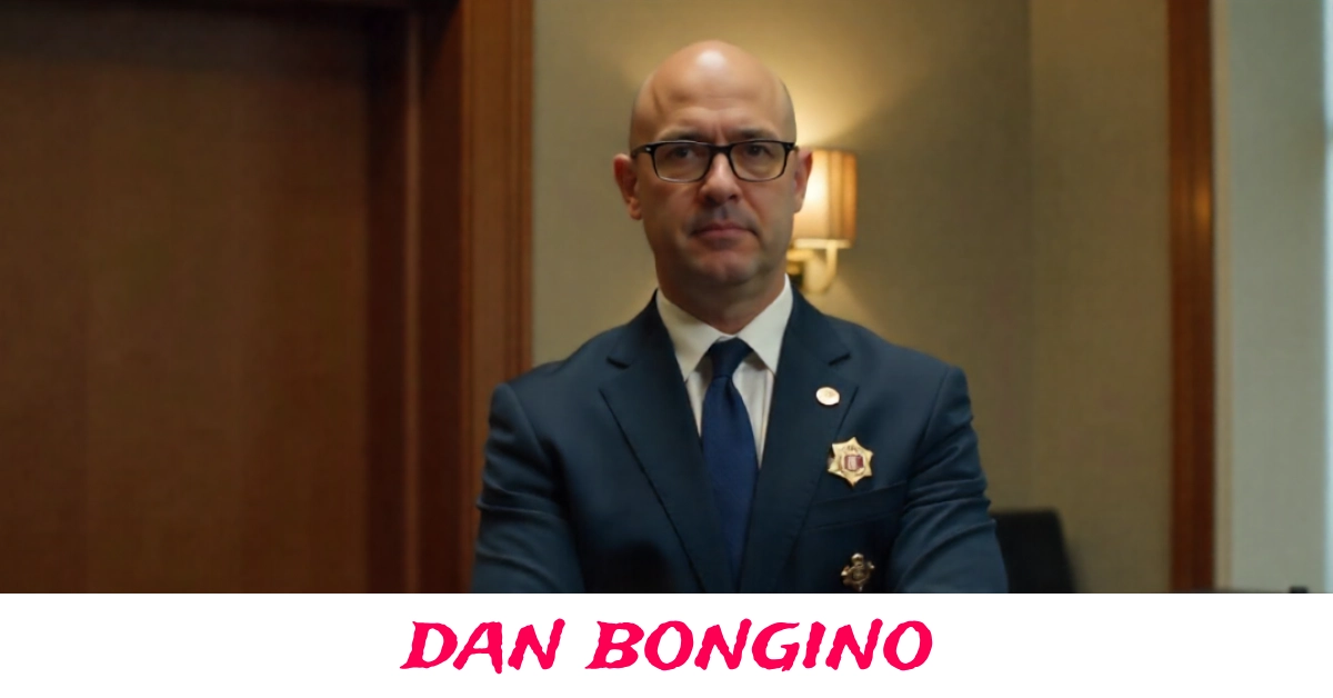 Dan Bongino speaking at a political event with an American flag backdrop